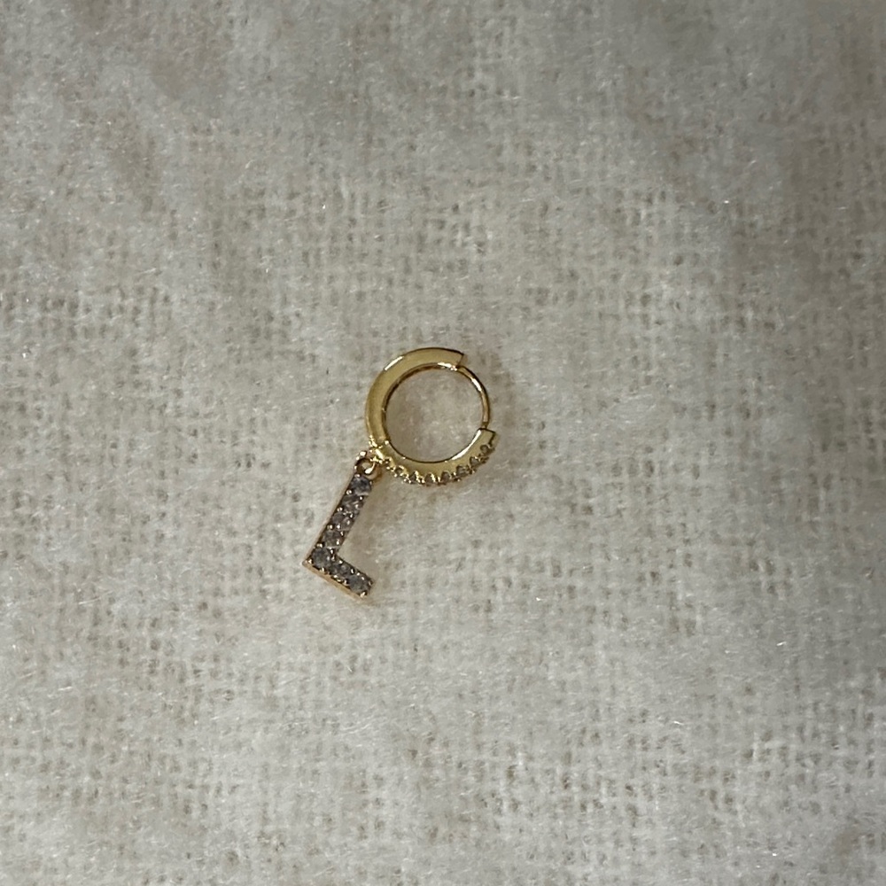 Gold Initial L Hoop Earring